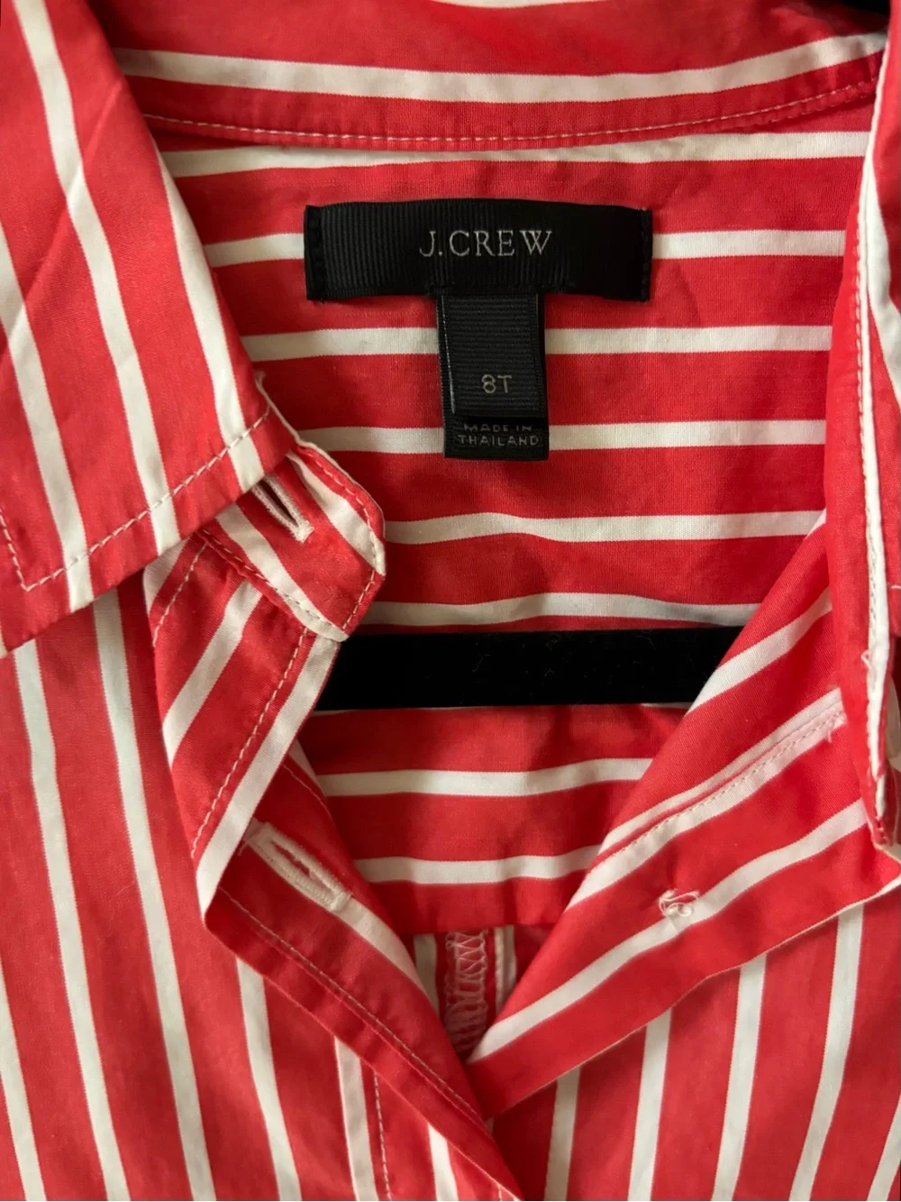J. Crew Red and White Vertical Stripe Button-Down Shirt